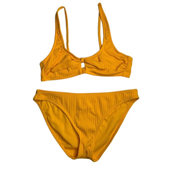 Xhilaration Other - Xhilaration JUNIORS Honey Yellow Ribbed CHEEKY 2 Piece Bikini Swimsuit Size L